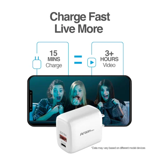 Argom PW Dual Fast Wall Charger Type-C & USB 20W